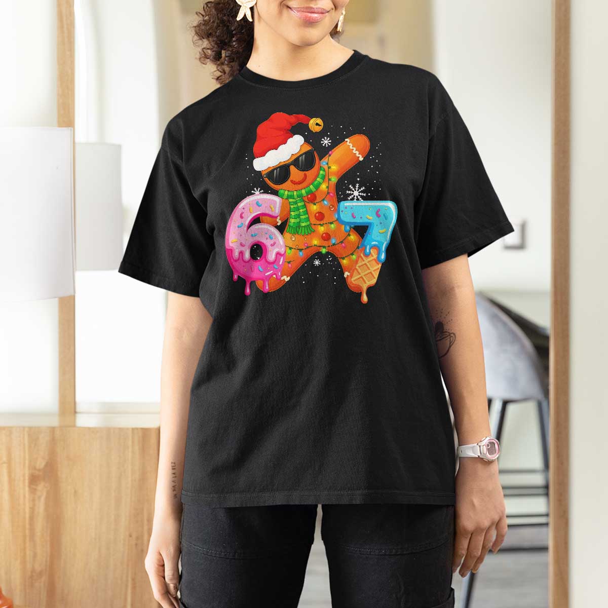 Funny 67 Meme Gingerbread Christmas T Shirt For Women Six Seven Ice Cream Drip Boys - Wonder Print Shop