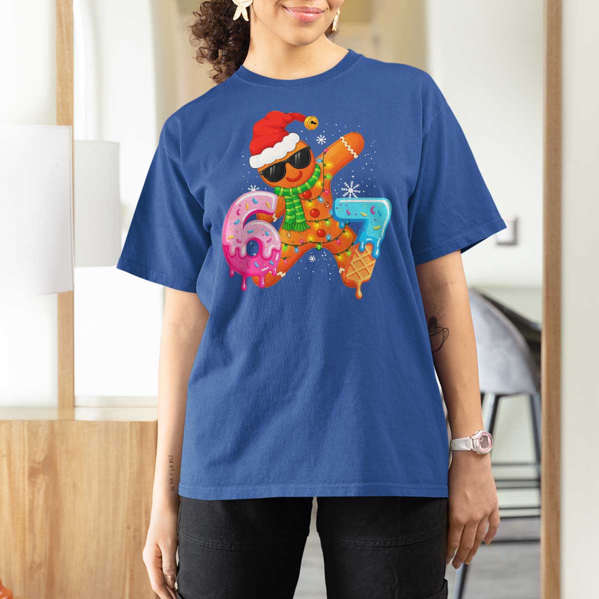 Funny 67 Meme Gingerbread Christmas T Shirt For Women Six Seven Ice Cream Drip Boys - Wonder Print Shop