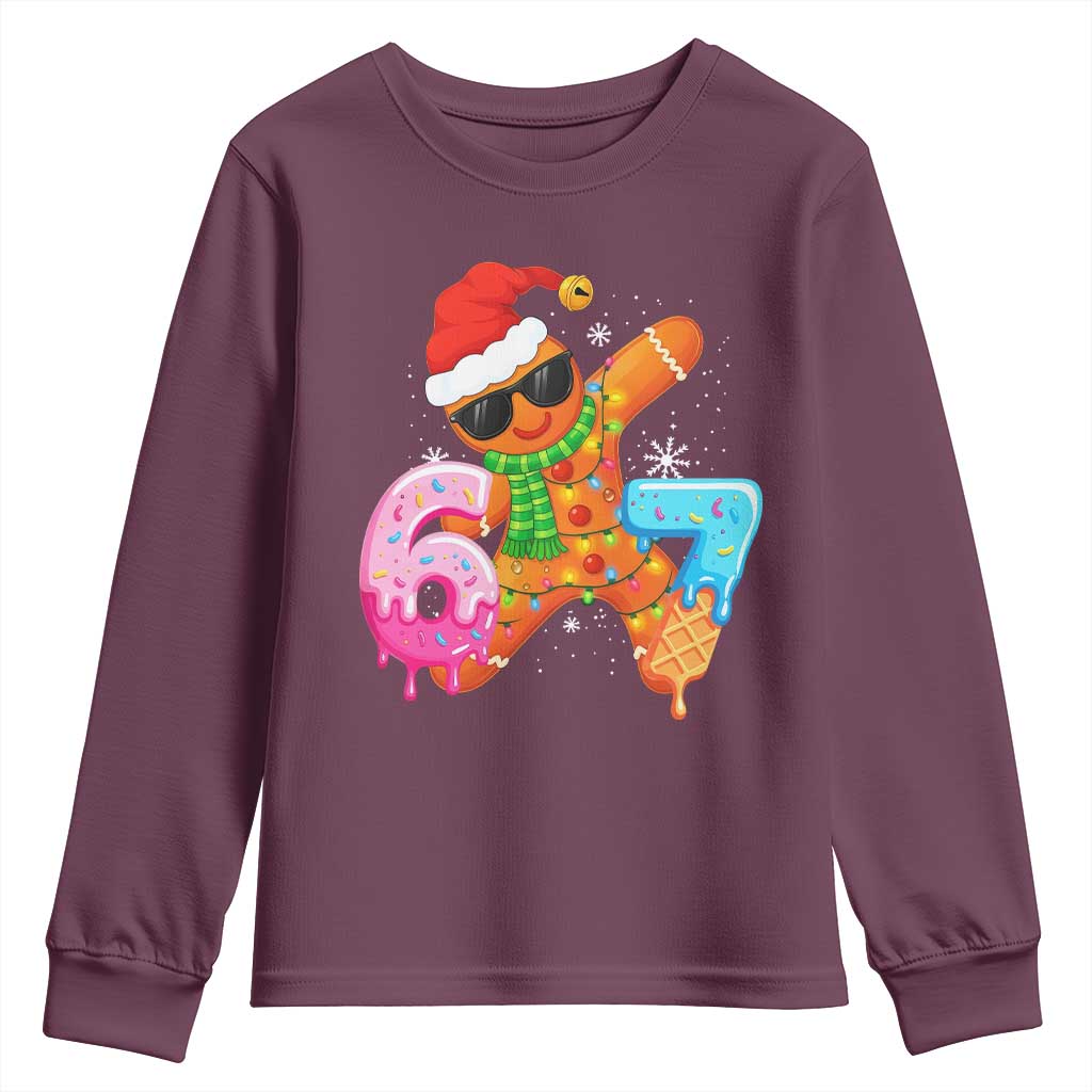 Funny 67 Meme Gingerbread Christmas Youth Sweatshirt Six Seven Ice Cream Drip Boys - Wonder Print Shop
