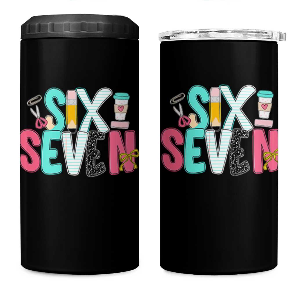 Funny Teacher Six Seven 4 in 1 Can Cooler Tumbler 6 7 Meme - Wonder Print Shop