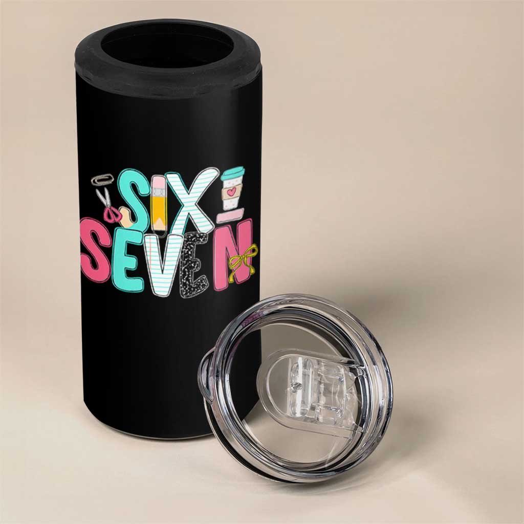 Funny Teacher Six Seven 4 in 1 Can Cooler Tumbler 6 7 Meme - Wonder Print Shop