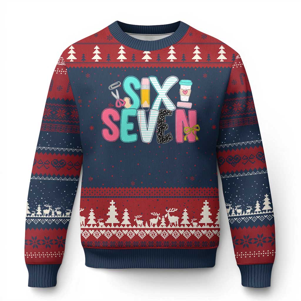 Funny Teacher Six Seven Ugly Christmas Sweater 6 7 Meme - Wonder Print Shop