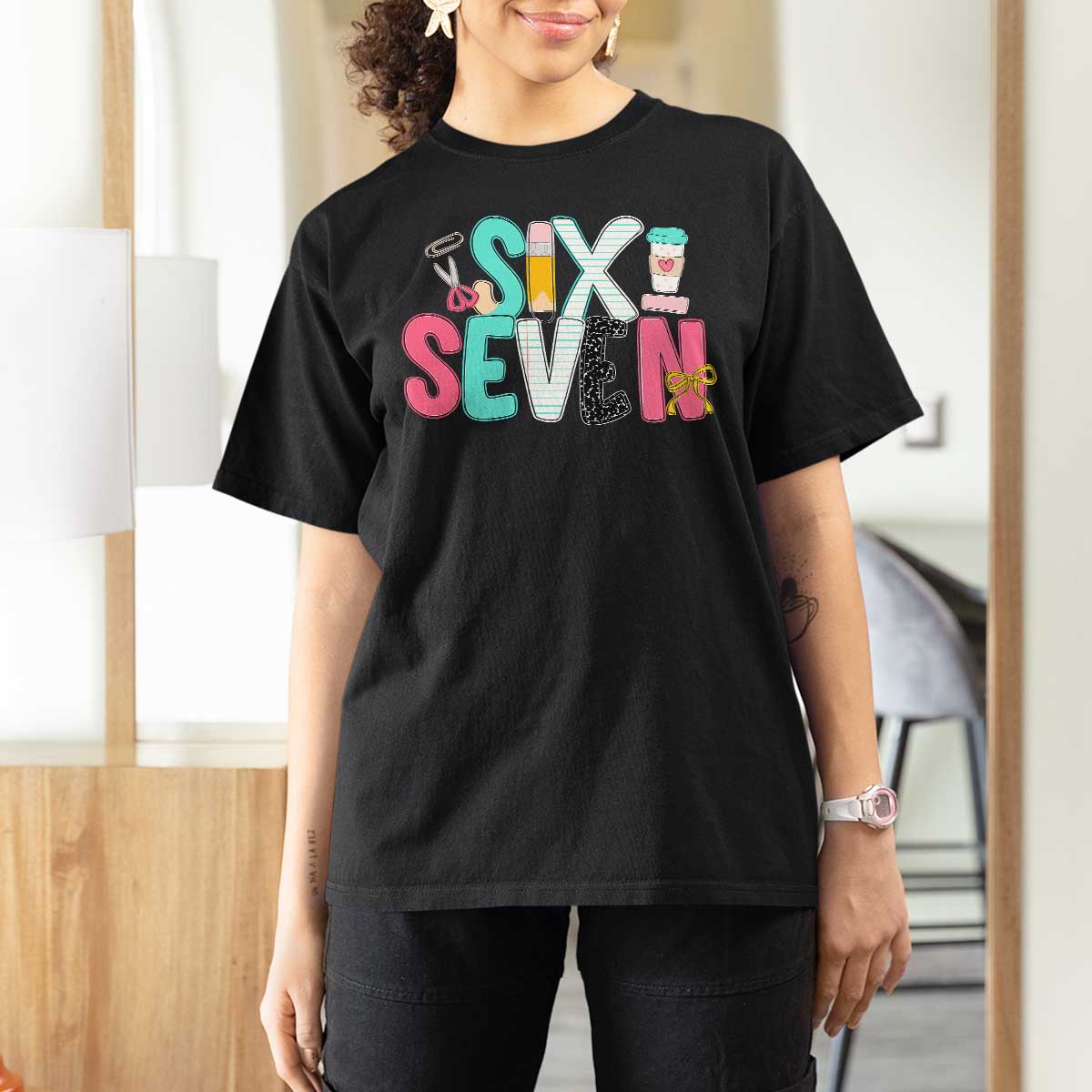 Funny Teacher Six Seven T Shirt For Women 6 7 Meme - Wonder Print Shop