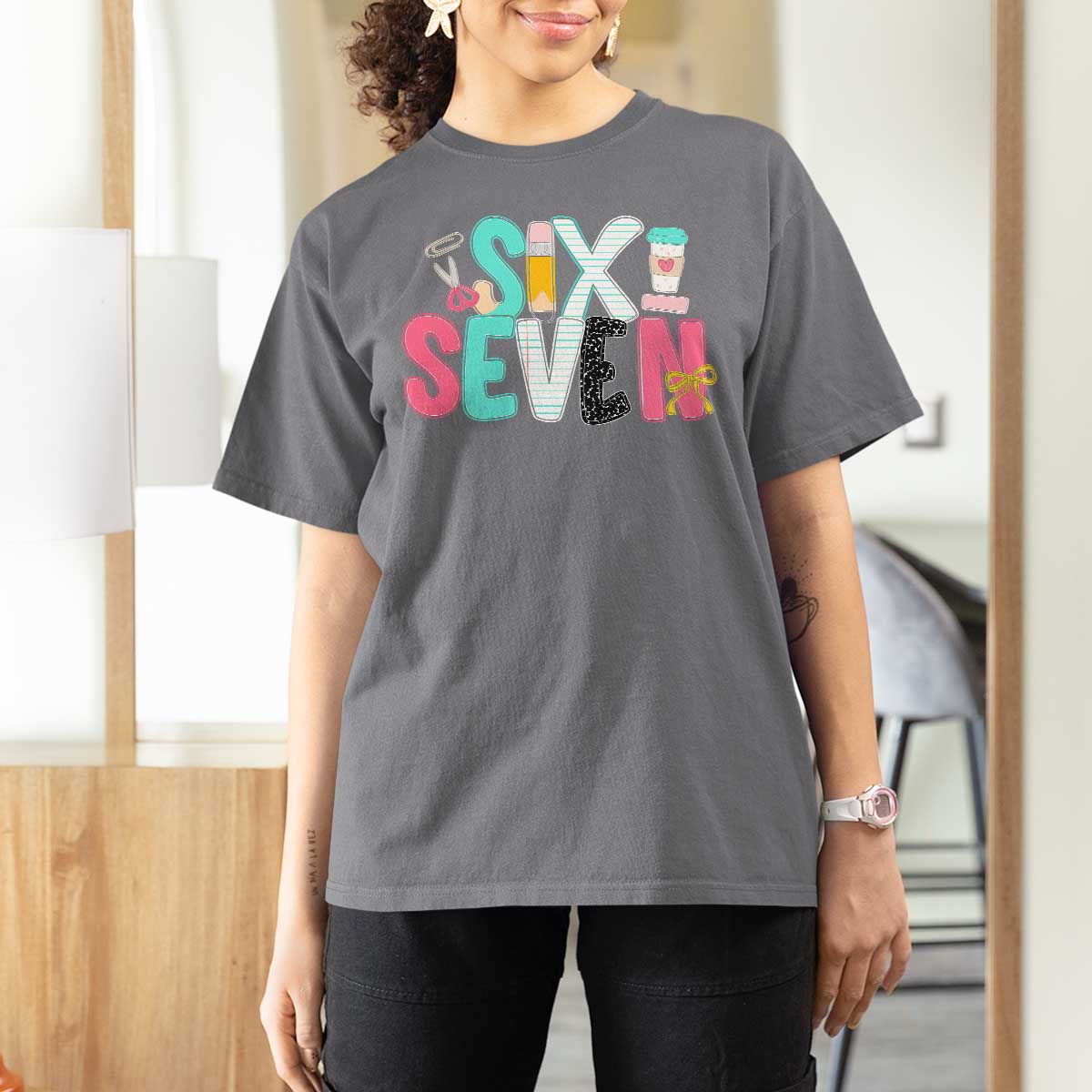 Funny Teacher Six Seven T Shirt For Women 6 7 Meme - Wonder Print Shop