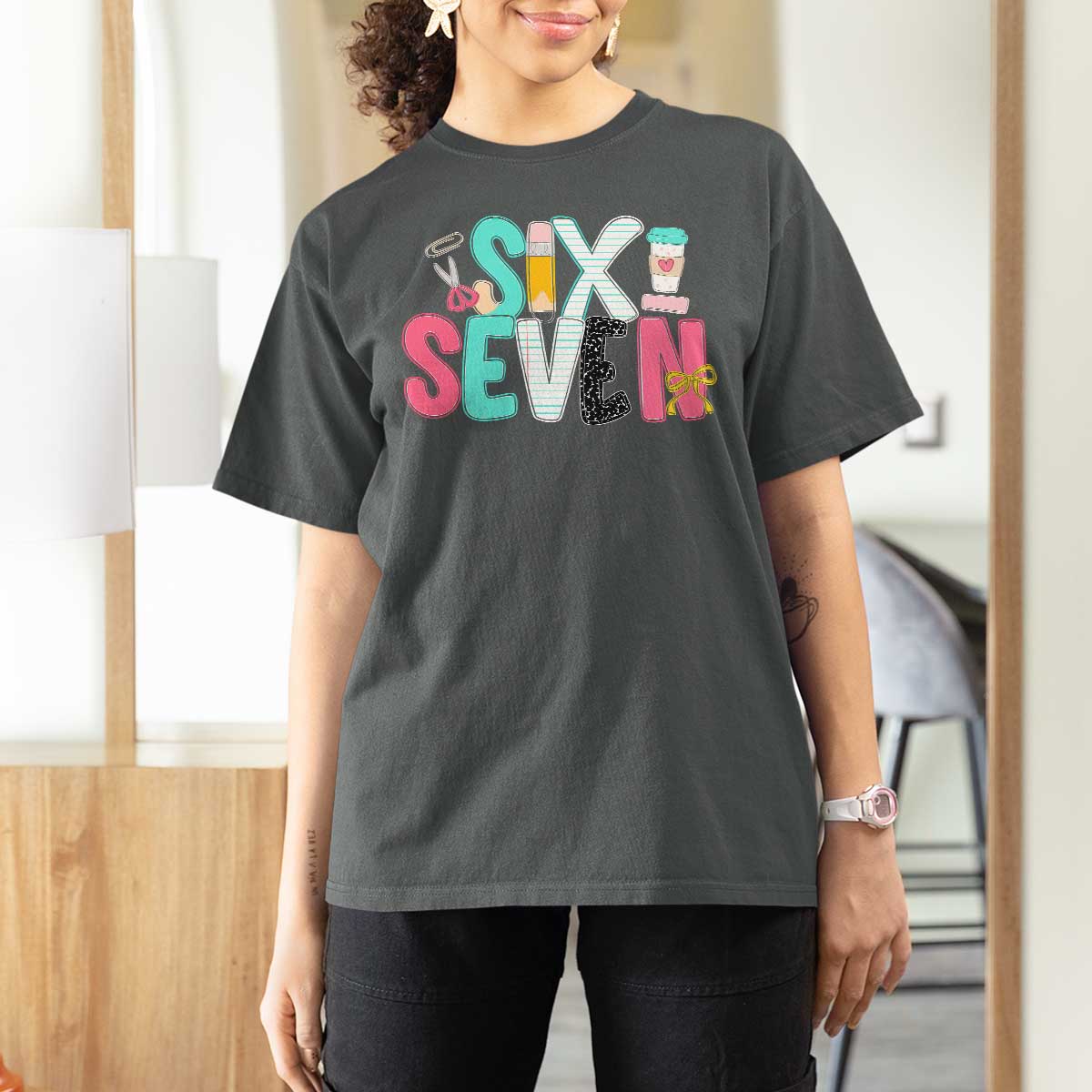 Funny Teacher Six Seven T Shirt For Women 6 7 Meme - Wonder Print Shop