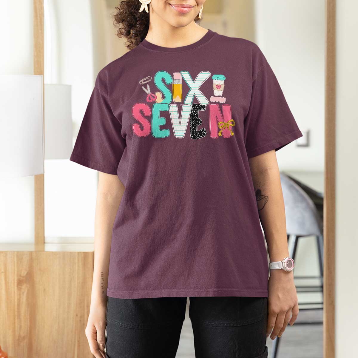 Funny Teacher Six Seven T Shirt For Women 6 7 Meme - Wonder Print Shop
