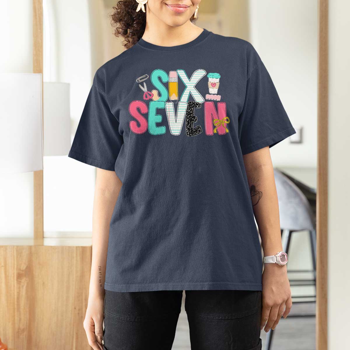 Funny Teacher Six Seven T Shirt For Women 6 7 Meme - Wonder Print Shop