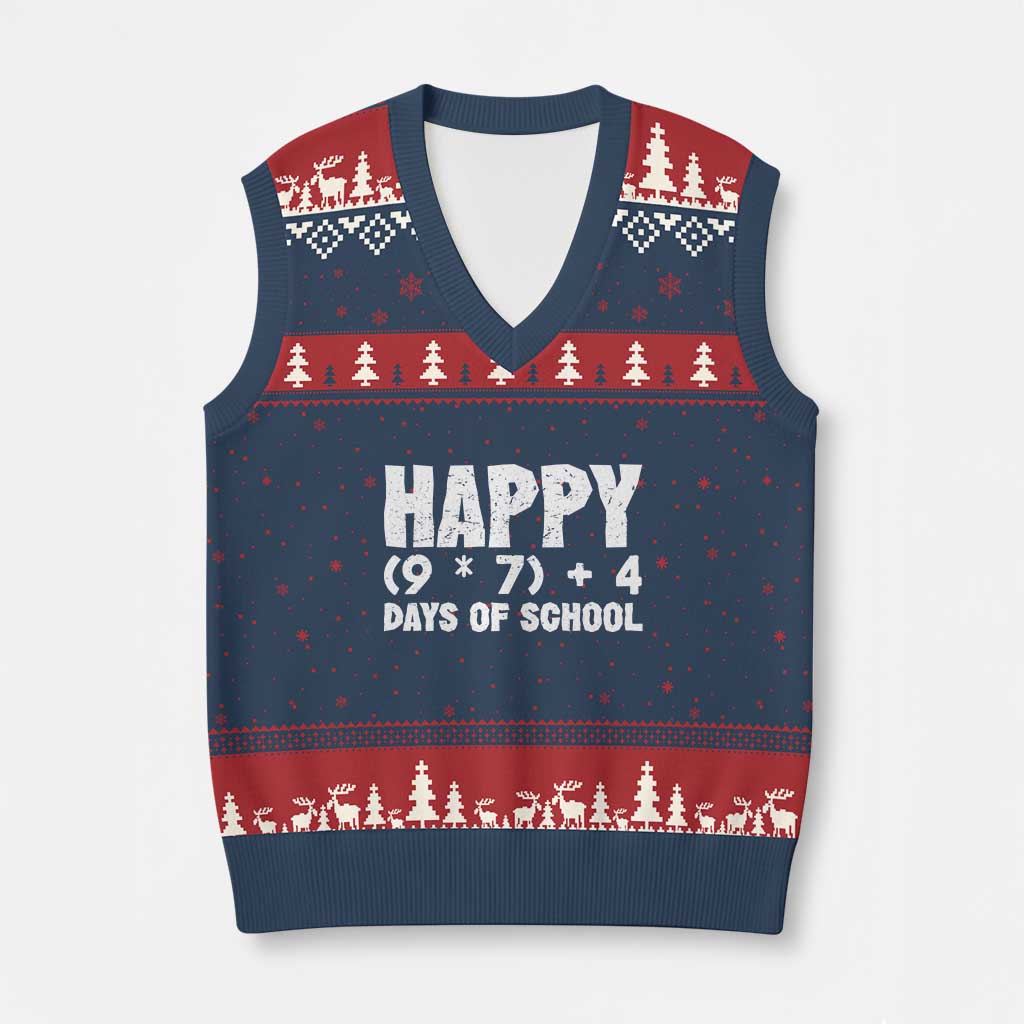 67 Days Of School V-Neck Knit Sweater Vest Do The Math 67 Meme Funny Six Seven Teacher - Wonder Print Shop
