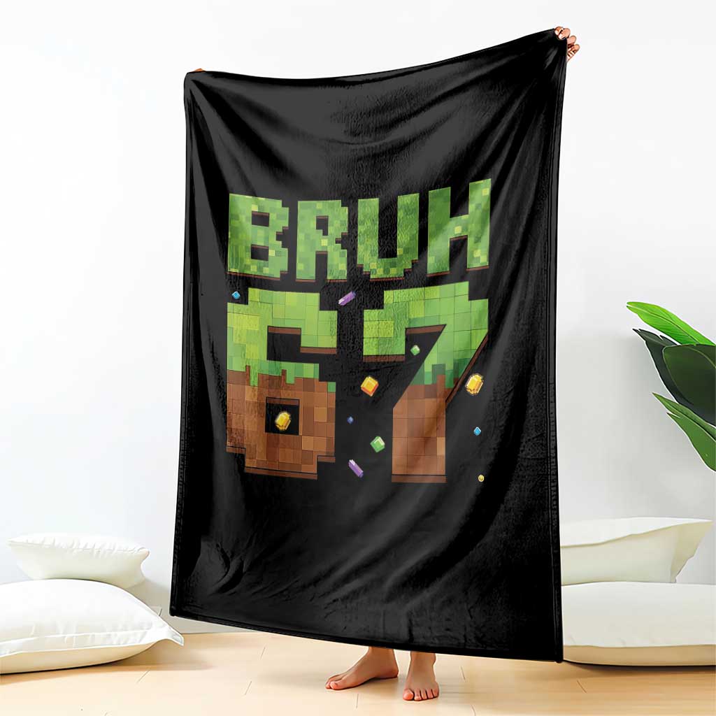 Funny Six Seven Throw Blanket 67 Meme 6 7 Boy Game Pixel Number - Wonder Print Shop