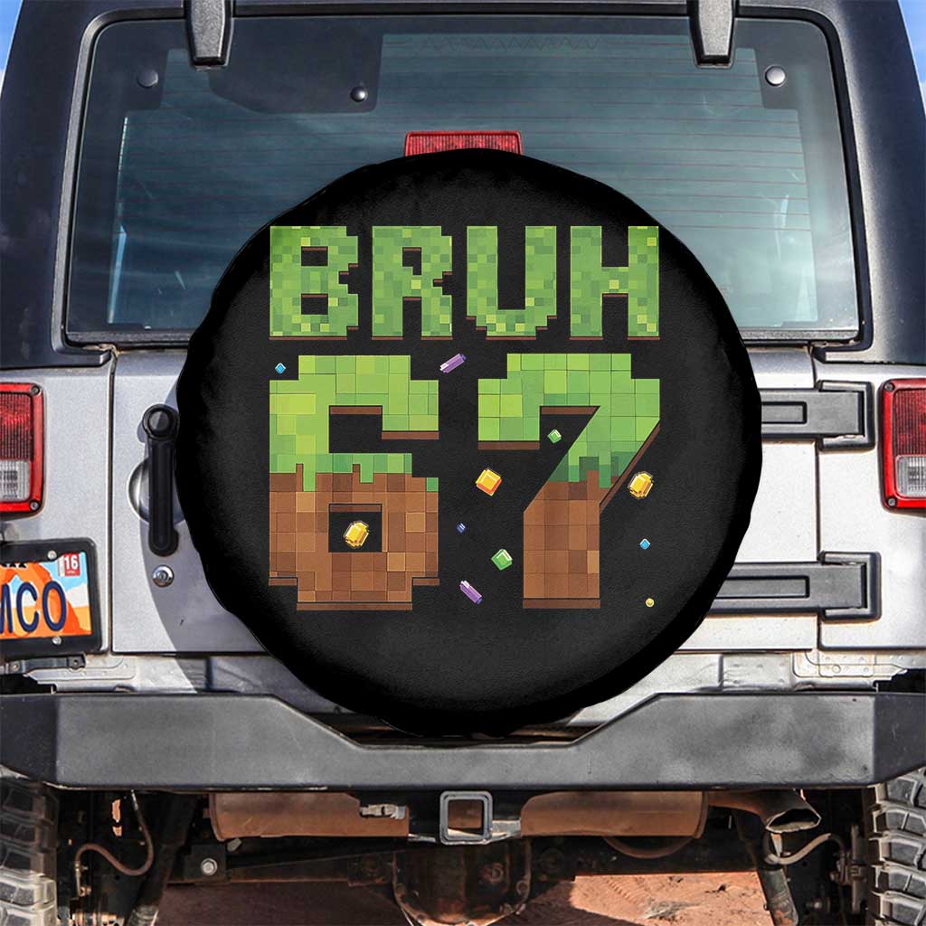 Funny Six Seven Spare Tire Cover 67 Meme 6 7 Boy Game Pixel Number - Wonder Print Shop
