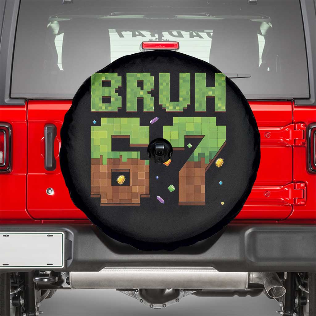 Funny Six Seven Spare Tire Cover 67 Meme 6 7 Boy Game Pixel Number - Wonder Print Shop