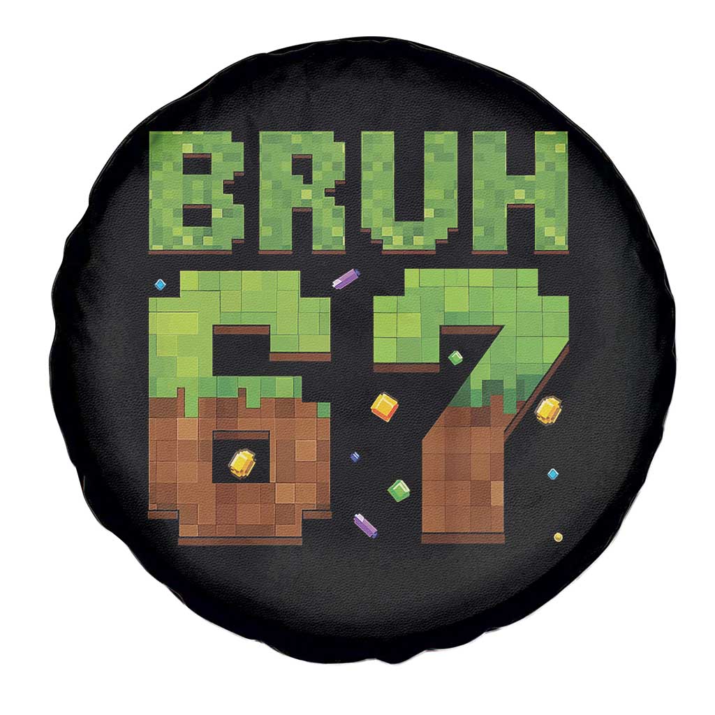 Funny Six Seven Spare Tire Cover 67 Meme 6 7 Boy Game Pixel Number - Wonder Print Shop