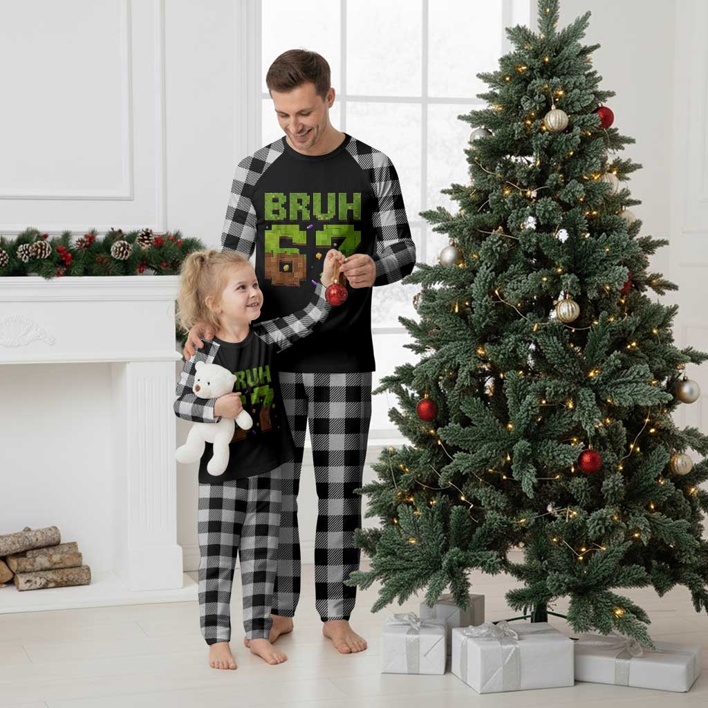 Funny Six Seven Plaid Pajama Set 67 Meme 6 7 Boy Game Pixel Number - Wonder Print Shop
