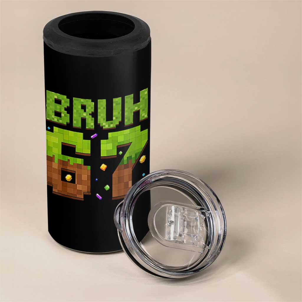 Funny Six Seven 4 in 1 Can Cooler Tumbler 67 Meme 6 7 Boy Game Pixel Number - Wonder Print Shop