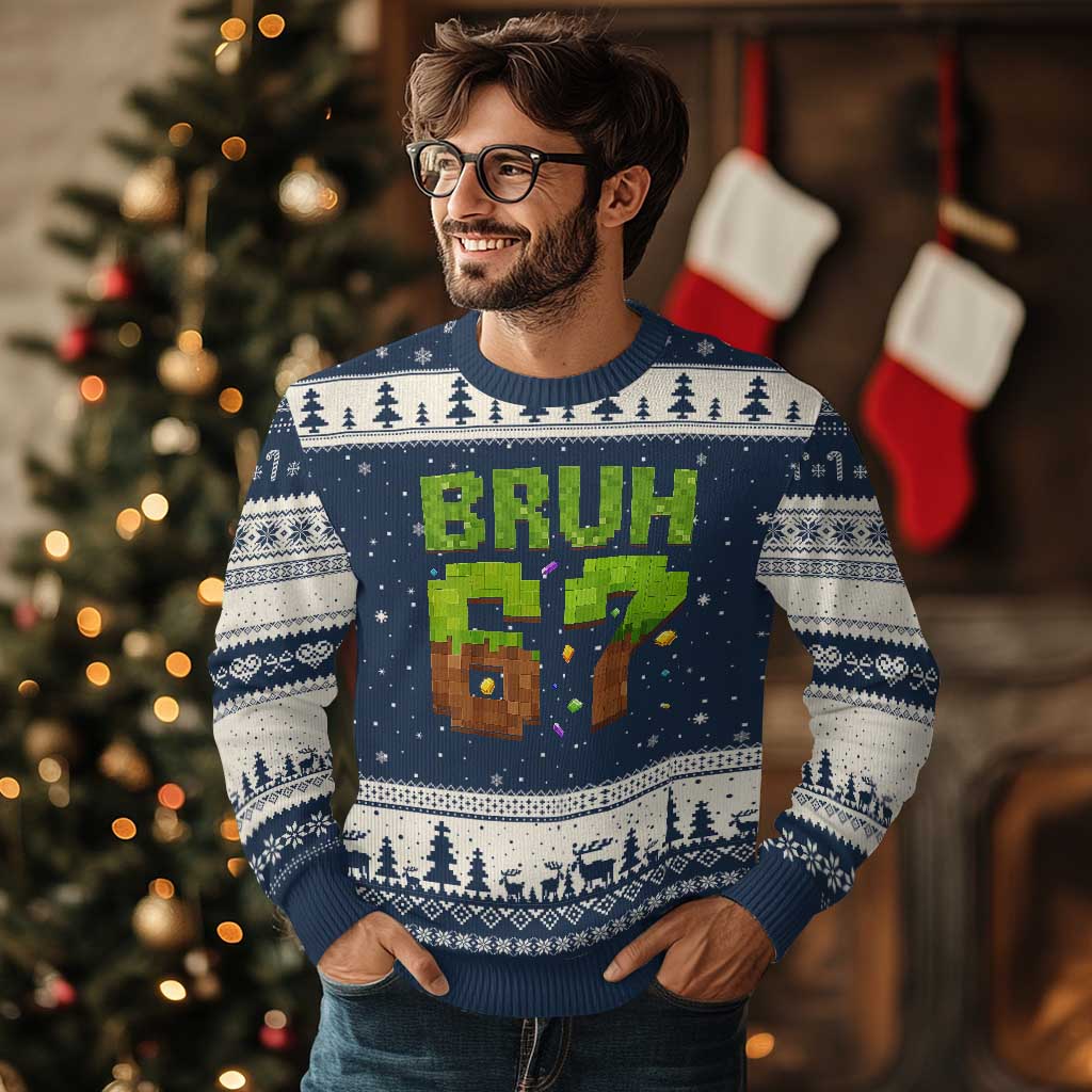Funny Six Seven Ugly Christmas Sweater 67 Meme 6 7 Boy Game Pixel Number - Wonder Print Shop