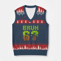 Funny Six Seven V-Neck Knit Sweater Vest 67 Meme 6 7 Boy Game Pixel Number - Wonder Print Shop