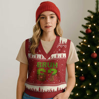 Funny Six Seven V-Neck Knit Sweater Vest 67 Meme 6 7 Boy Game Pixel Number - Wonder Print Shop