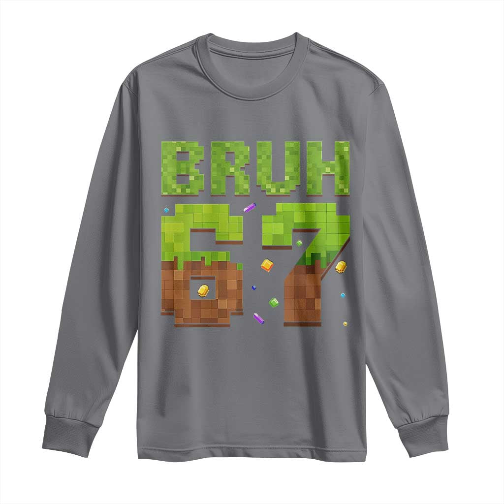 Funny Six Seven Long Sleeve Shirt 67 Meme 6 7 Boy Game Pixel Number - Wonder Print Shop