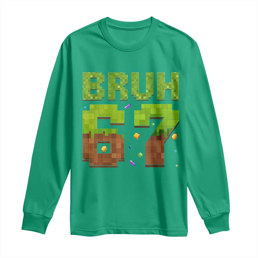 Funny Six Seven Long Sleeve Shirt 67 Meme 6 7 Boy Game Pixel Number - Wonder Print Shop