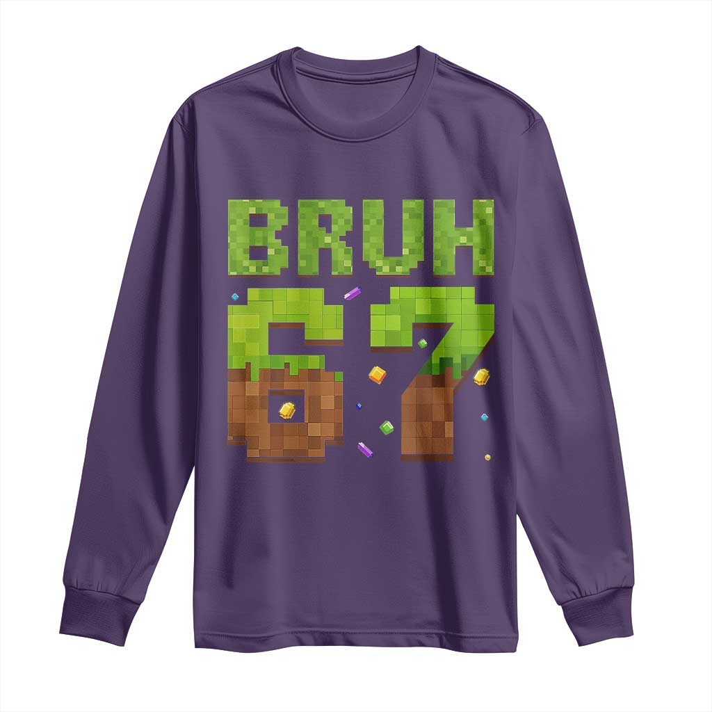 Funny Six Seven Long Sleeve Shirt 67 Meme 6 7 Boy Game Pixel Number - Wonder Print Shop