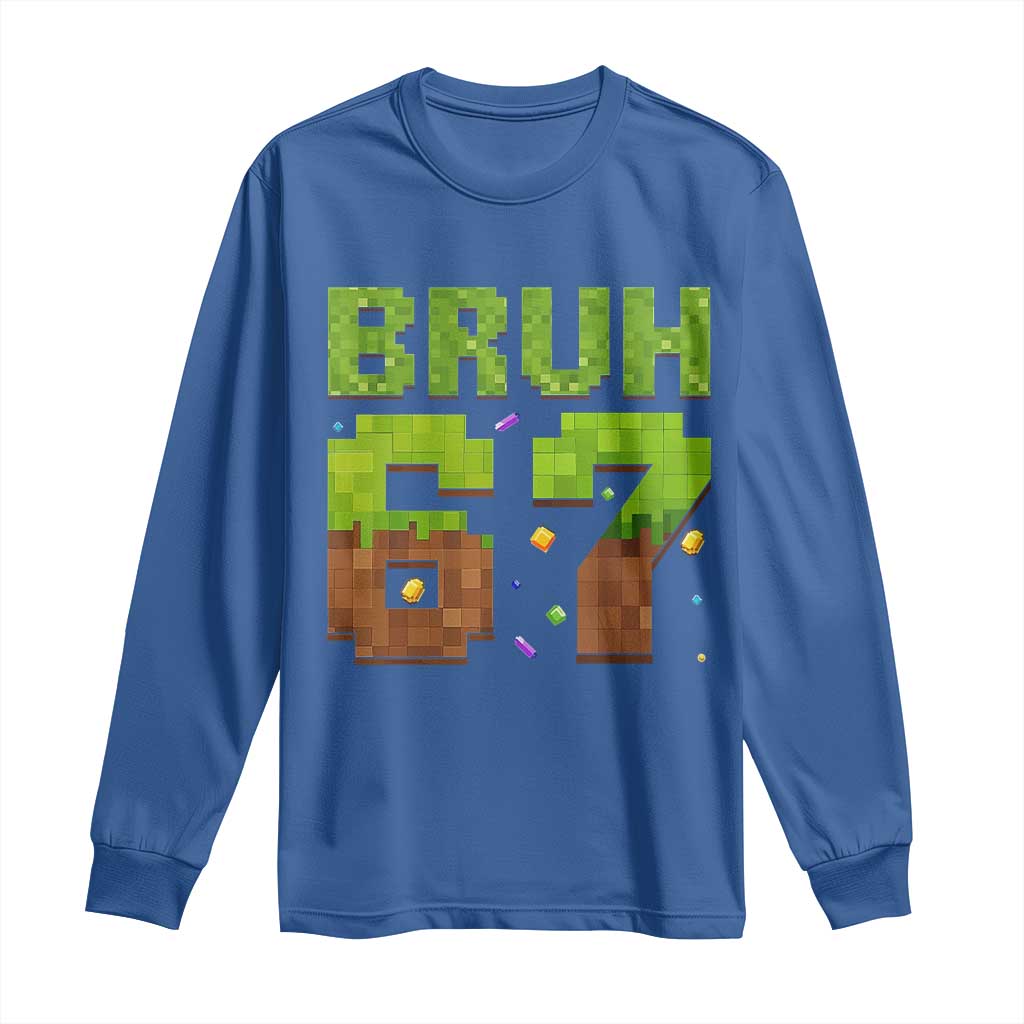Funny Six Seven Long Sleeve Shirt 67 Meme 6 7 Boy Game Pixel Number - Wonder Print Shop
