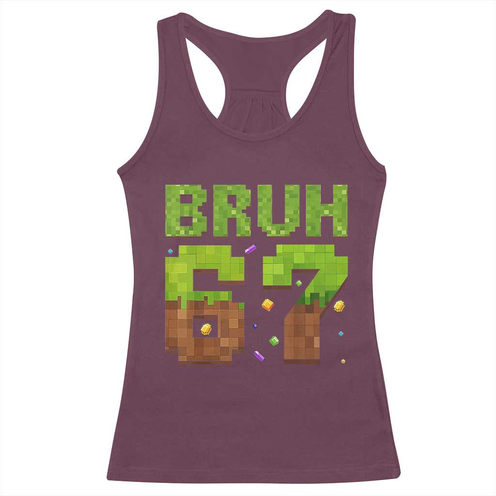 Funny Six Seven Racerback Tank Top 67 Meme 6 7 Boy Game Pixel Number - Wonder Print Shop