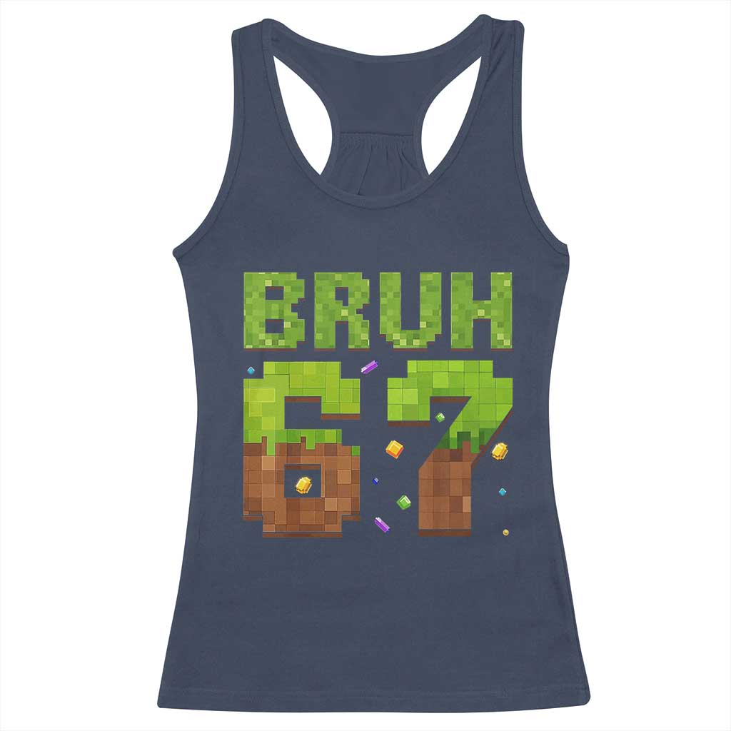 Funny Six Seven Racerback Tank Top 67 Meme 6 7 Boy Game Pixel Number - Wonder Print Shop