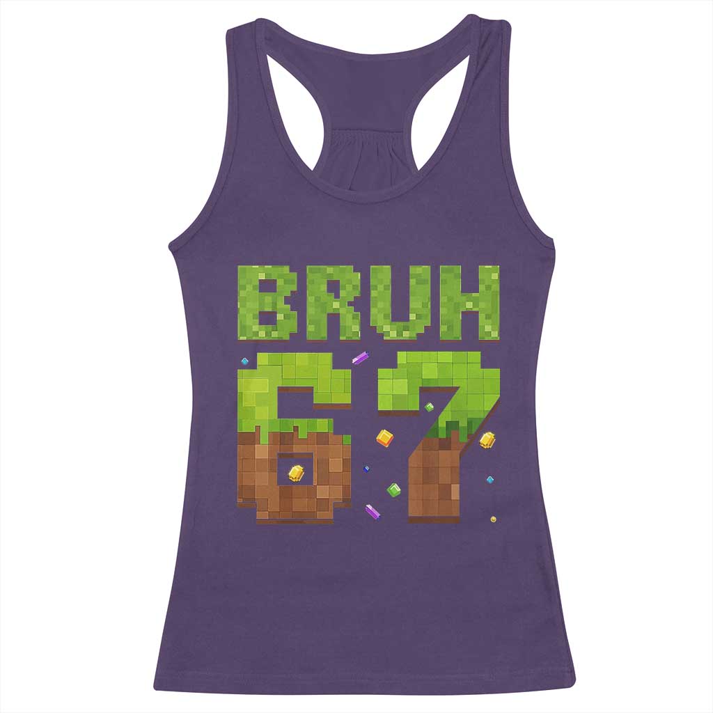 Funny Six Seven Racerback Tank Top 67 Meme 6 7 Boy Game Pixel Number - Wonder Print Shop