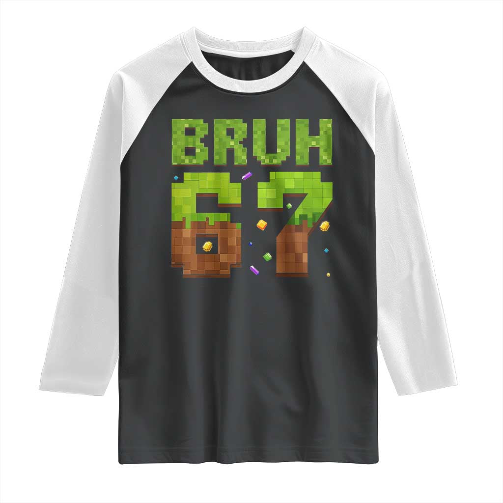 Funny Six Seven Raglan Shirt 67 Meme 6 7 Boy Game Pixel Number - Wonder Print Shop