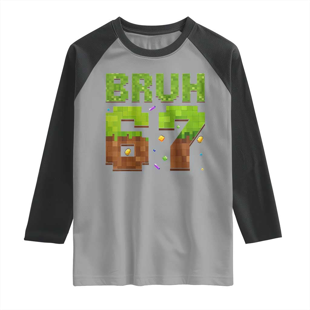 Funny Six Seven Raglan Shirt 67 Meme 6 7 Boy Game Pixel Number - Wonder Print Shop