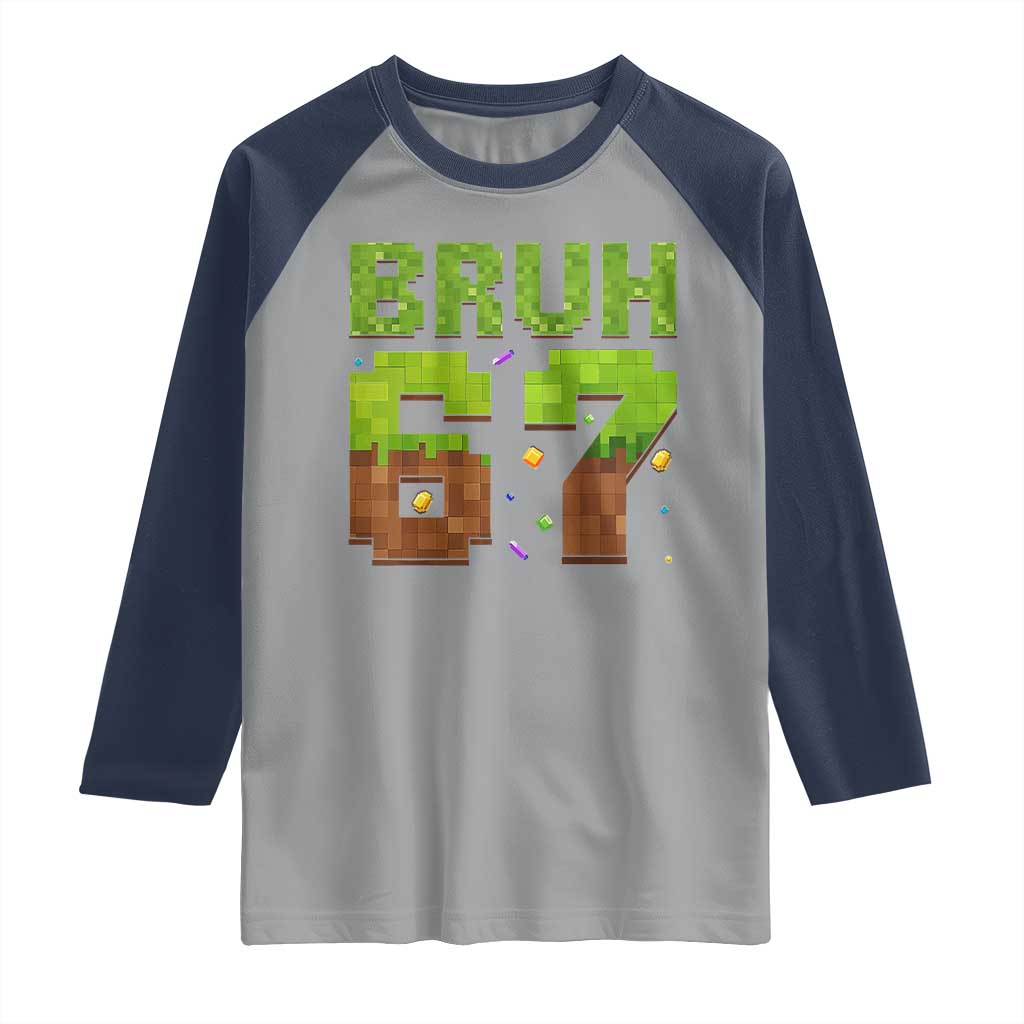 Funny Six Seven Raglan Shirt 67 Meme 6 7 Boy Game Pixel Number - Wonder Print Shop
