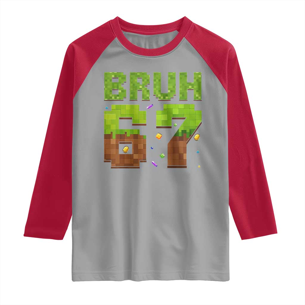 Funny Six Seven Raglan Shirt 67 Meme 6 7 Boy Game Pixel Number - Wonder Print Shop