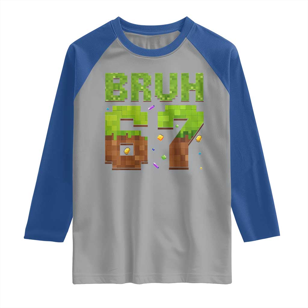 Funny Six Seven Raglan Shirt 67 Meme 6 7 Boy Game Pixel Number - Wonder Print Shop