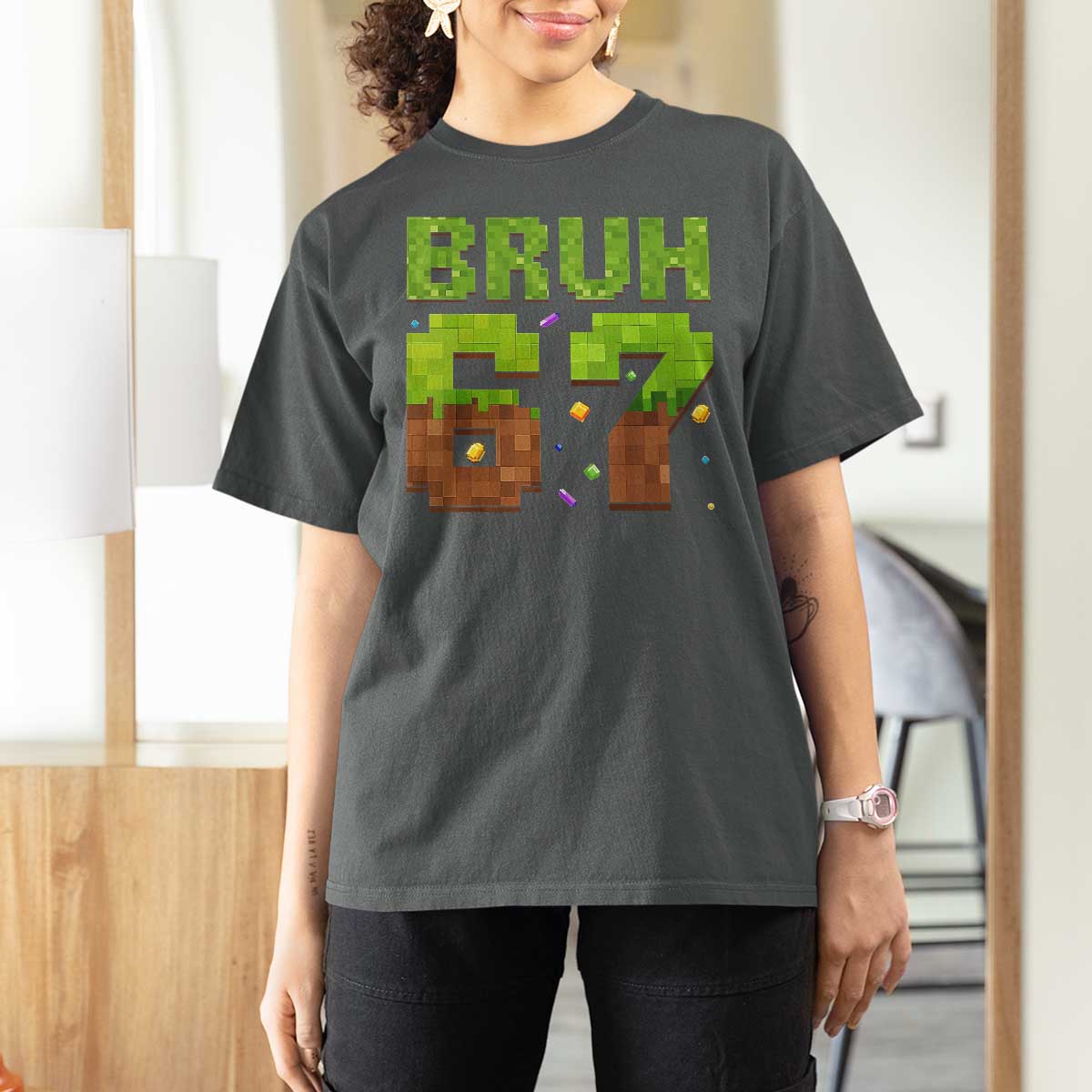 Funny Six Seven T Shirt For Women 67 Meme 6 7 Boy Game Pixel Number - Wonder Print Shop