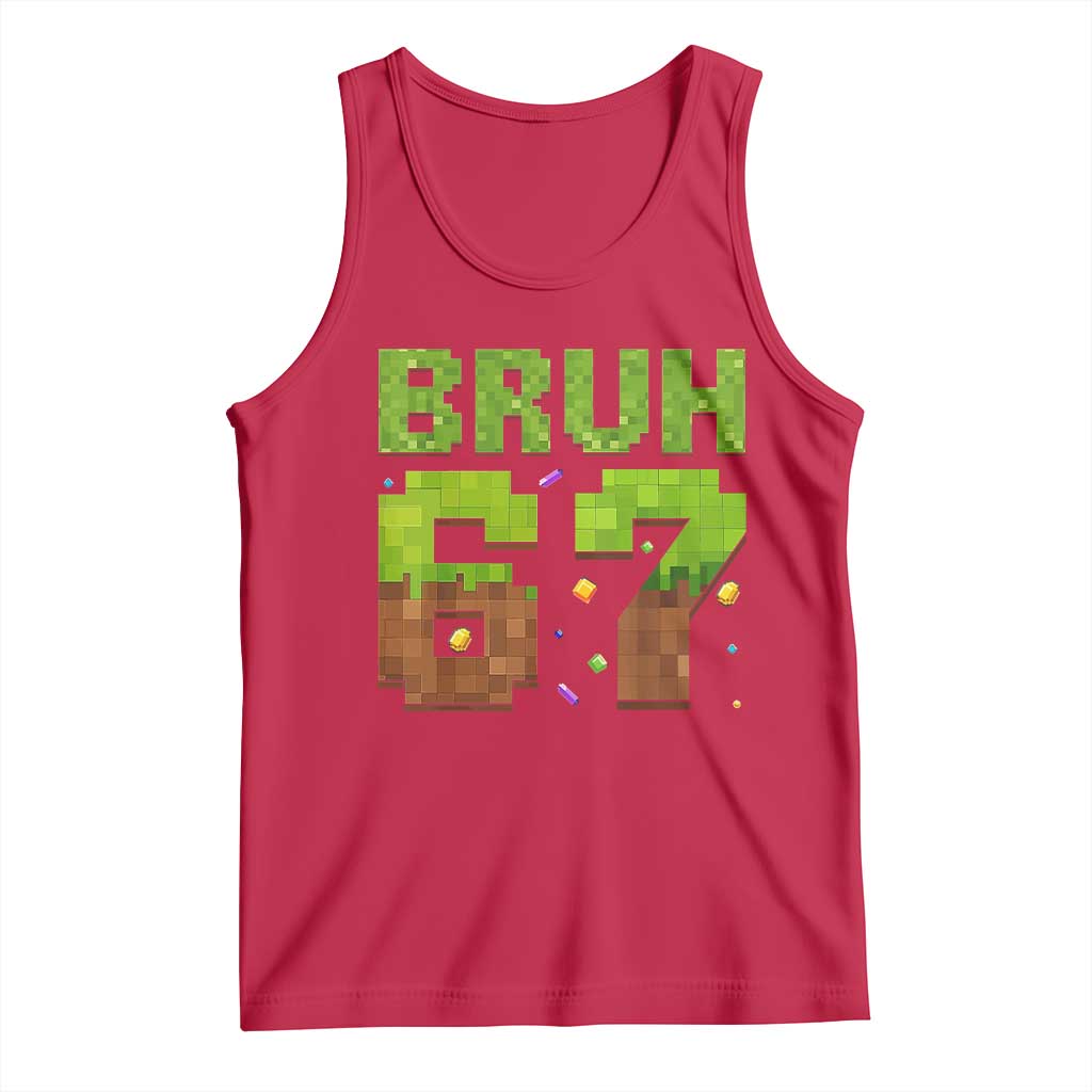 Funny Six Seven Tank Top 67 Meme 6 7 Boy Game Pixel Number - Wonder Print Shop