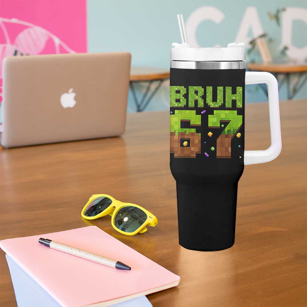 Funny Six Seven Tumbler With Handle 67 Meme 6 7 Boy Game Pixel Number - Wonder Print Shop