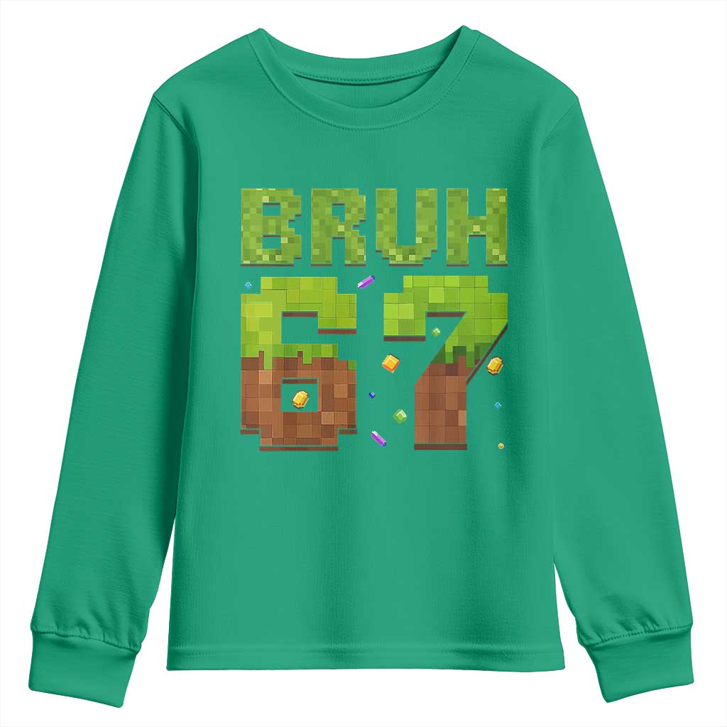 Funny Six Seven Youth Sweatshirt 67 Meme 6 7 Boy Game Pixel Number - Wonder Print Shop