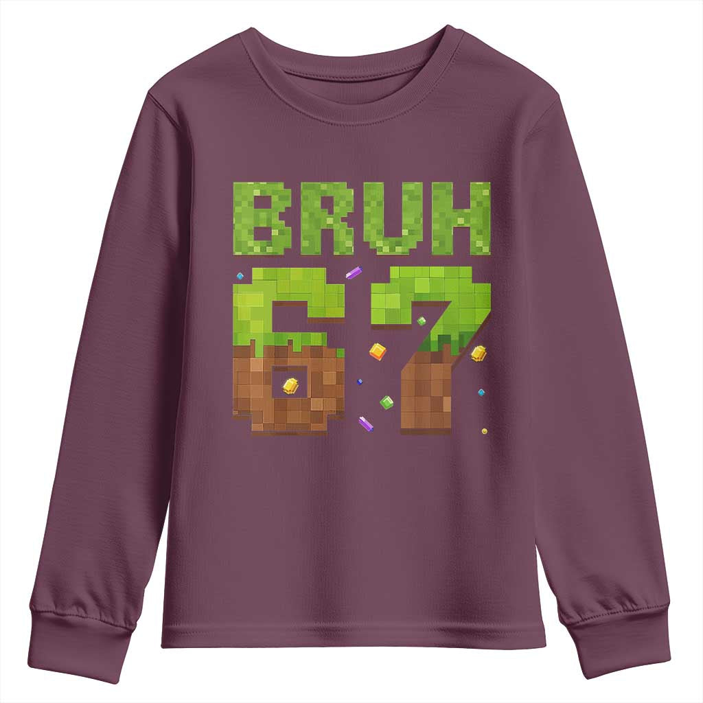 Funny Six Seven Youth Sweatshirt 67 Meme 6 7 Boy Game Pixel Number - Wonder Print Shop