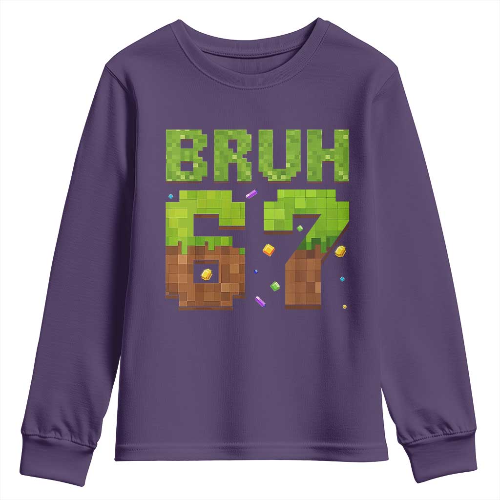 Funny Six Seven Youth Sweatshirt 67 Meme 6 7 Boy Game Pixel Number - Wonder Print Shop