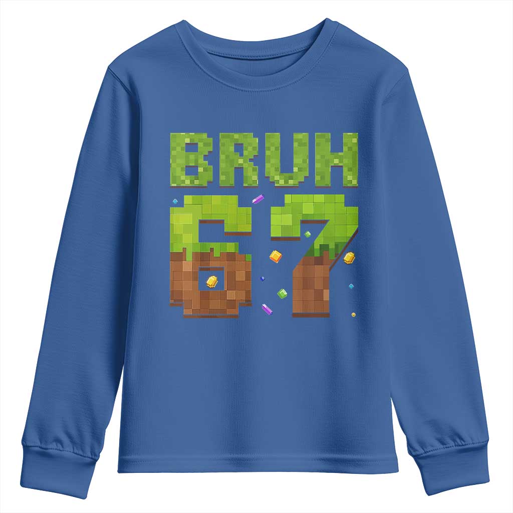Funny Six Seven Youth Sweatshirt 67 Meme 6 7 Boy Game Pixel Number - Wonder Print Shop