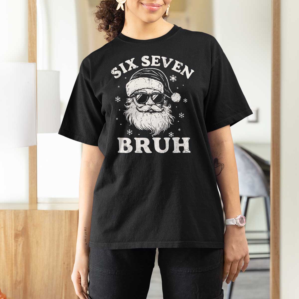 67 Christmas Six Seven Bruh T Shirt For Women Funny Santa 6 7 Meme - Wonder Print Shop