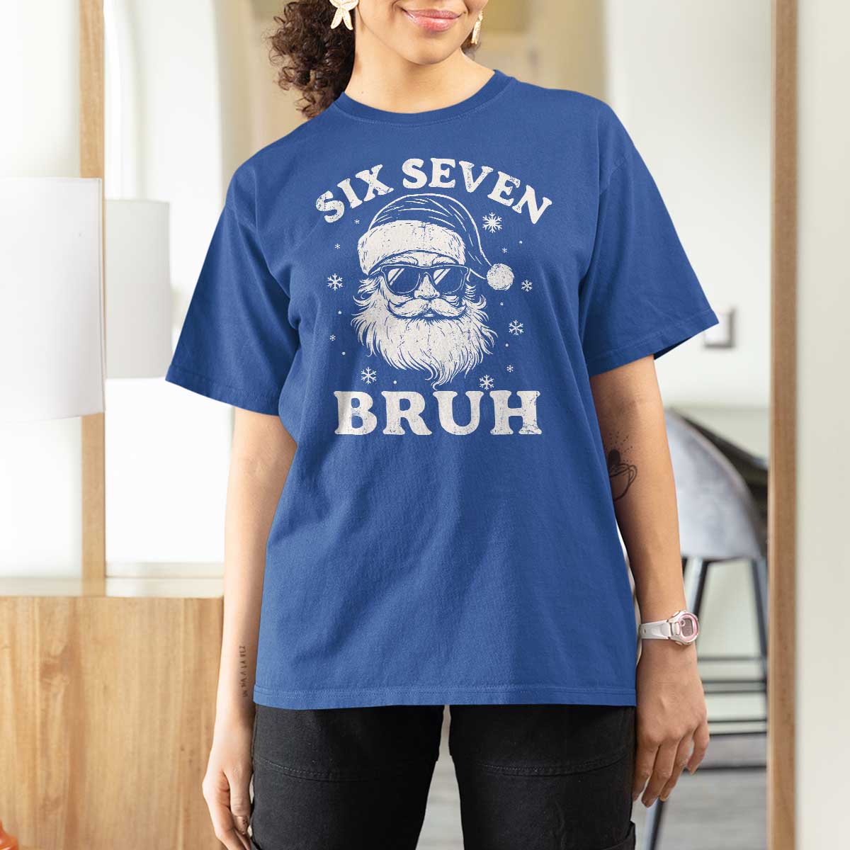 67 Christmas Six Seven Bruh T Shirt For Women Funny Santa 6 7 Meme - Wonder Print Shop