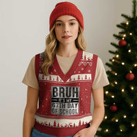Bruh It's My 67th Day Of School V-Neck Knit Sweater Vest Funny Six Seven Meme Boys 67 Days - Wonder Print Shop