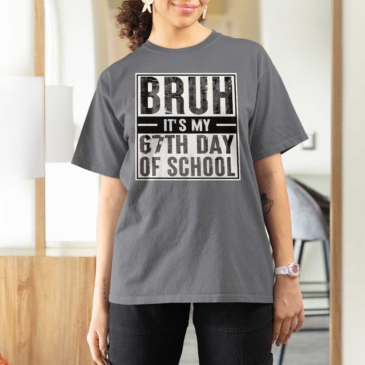 Bruh It's My 67th Day Of School T Shirt For Women Funny Six Seven Meme Boys 67 Days - Wonder Print Shop