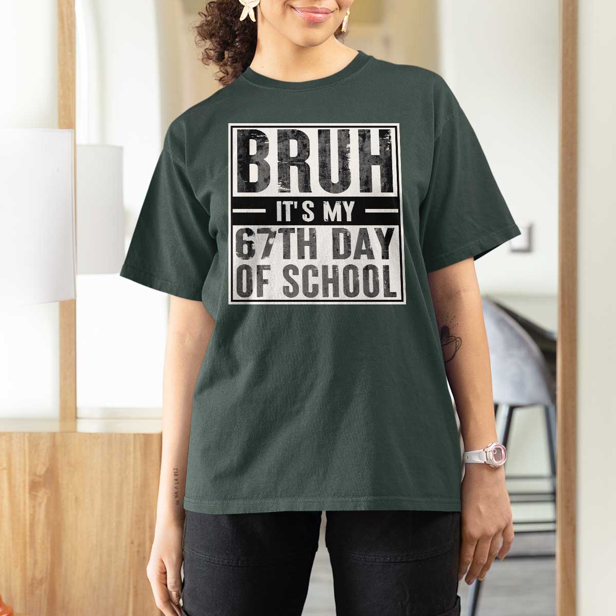 Bruh It's My 67th Day Of School T Shirt For Women Funny Six Seven Meme Boys 67 Days - Wonder Print Shop