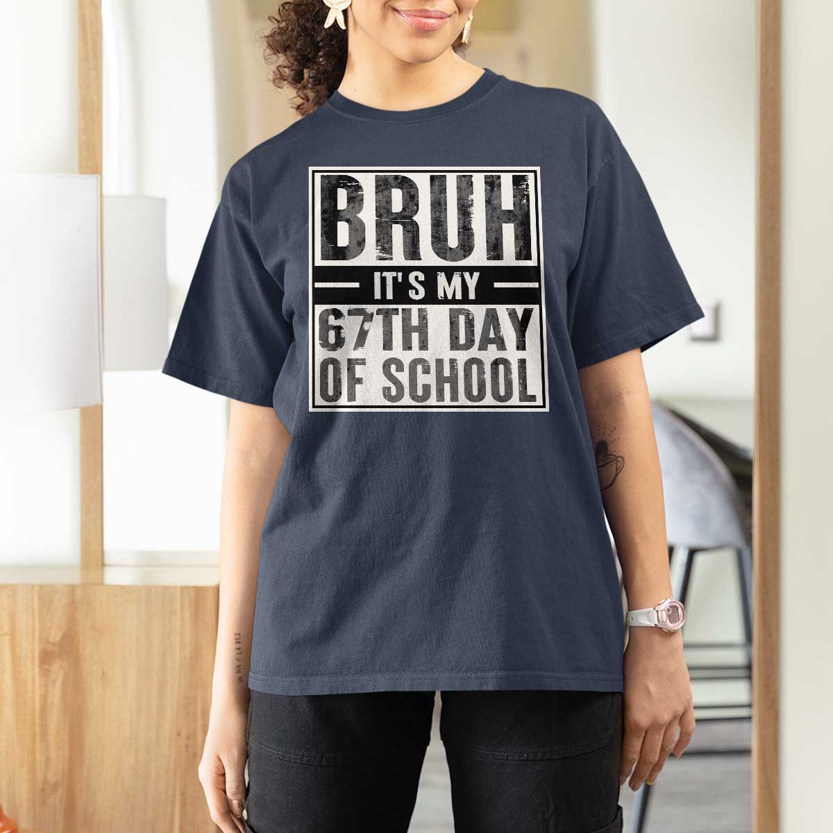 Bruh It's My 67th Day Of School T Shirt For Women Funny Six Seven Meme Boys 67 Days - Wonder Print Shop