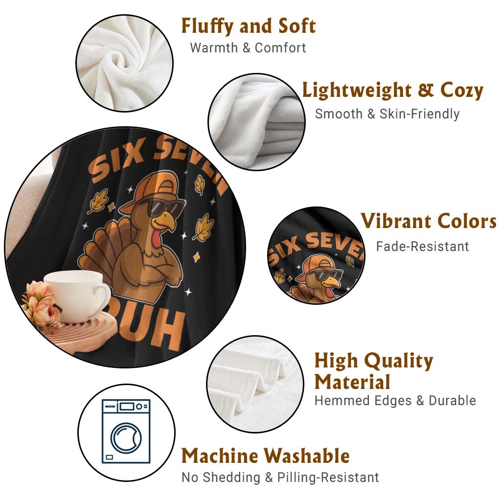 67 Funny Thanksgiving Throw Blanket Six Seven Bruh 6 7 Turkey Meme - Wonder Print Shop