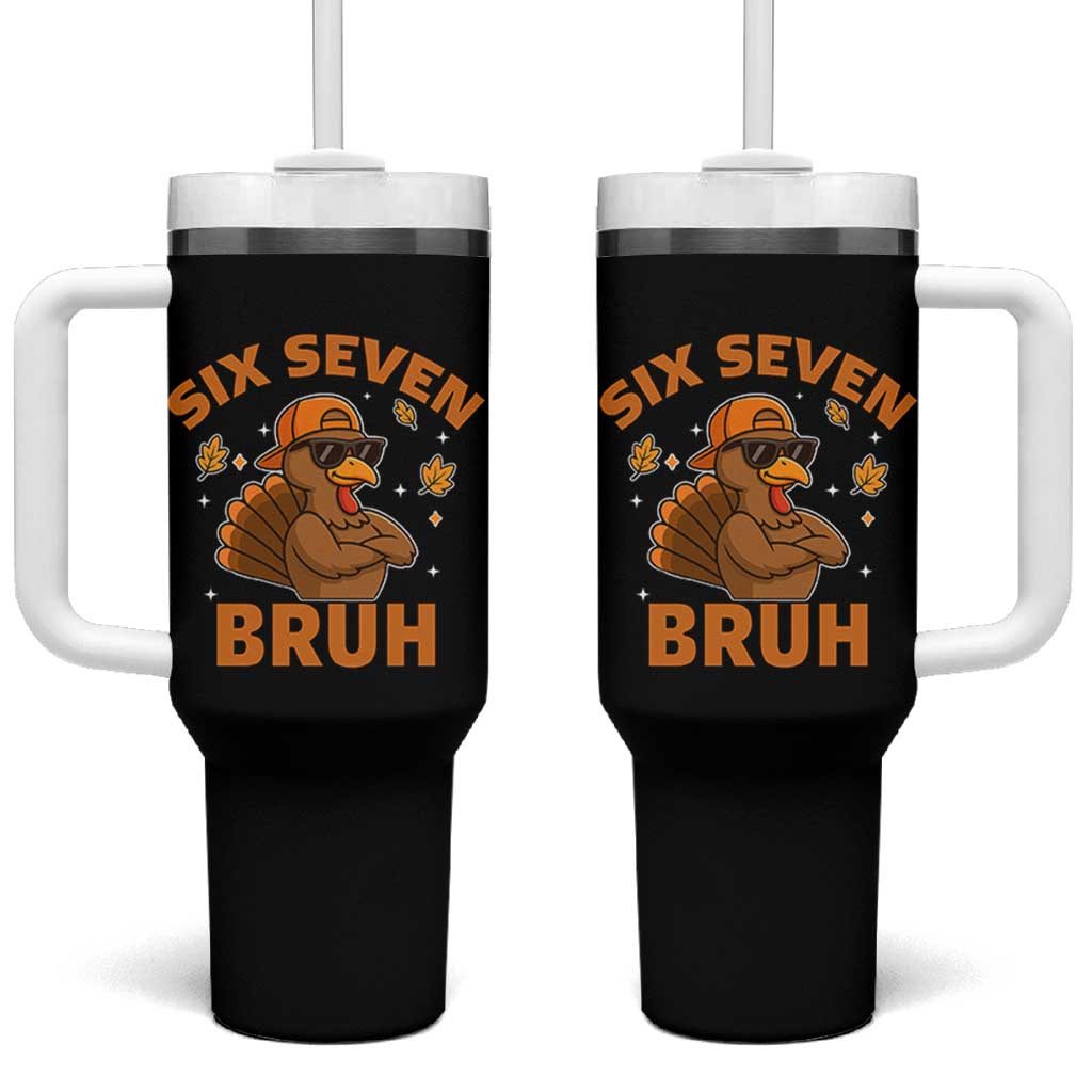 67 Funny Thanksgiving Tumbler With Handle Six Seven Bruh 6 7 Turkey Meme - Wonder Print Shop