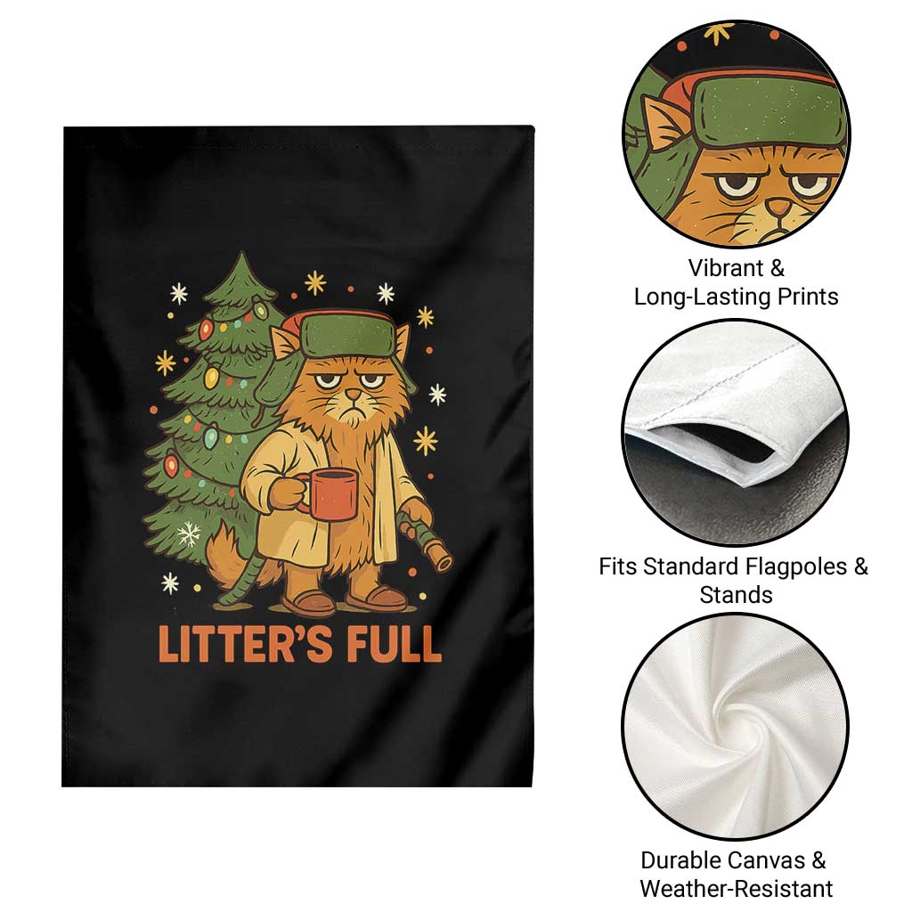 Litters Full Garden Flag Funny Christmas Vacation Cat - Wonder Print Shop