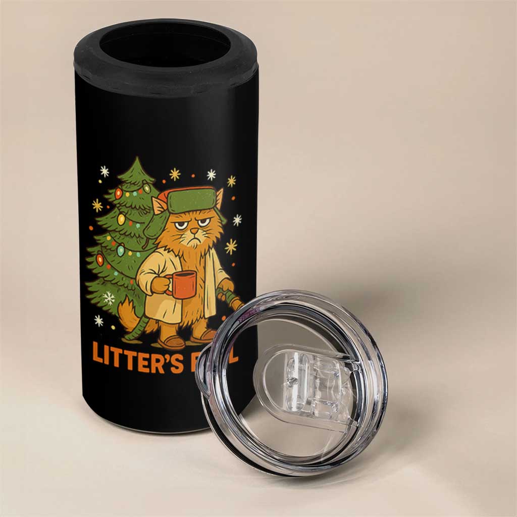 Litters Full 4 in 1 Can Cooler Tumbler Funny Christmas Vacation Cat - Wonder Print Shop